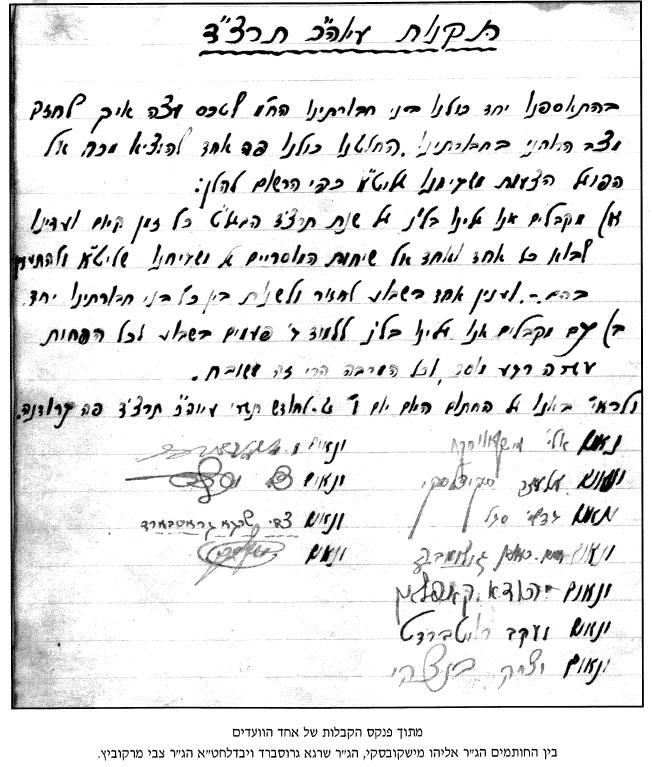 Page from Vaad Notebook from Yeshivas Shaar haTorah, Grodna